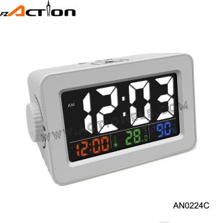 Digital colorful LCD screen smart alarm clock with USB charger for phone 