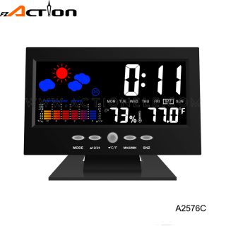 Weather Station Sound Controlled Table Clock with Color LCD
