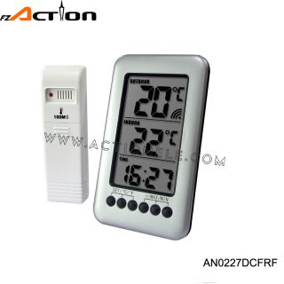 Digital outdoor RF DCF radio controlled clock with freezer  thermometer