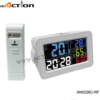 Colorful LCD screen digital RF 433Mhze smart clock with USB charger for phone & night light sens