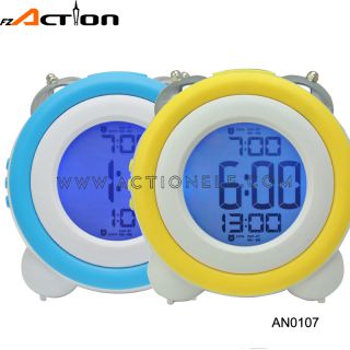 Cheap digital twin bell alarm clock with snooze light