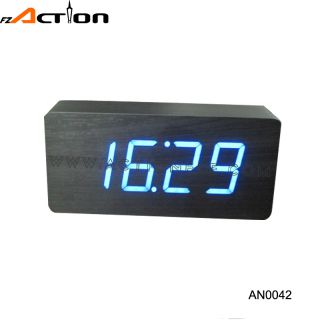 Fashionable Design High Resolution Highest 2 Level Wood Alarm Clock Led Light
