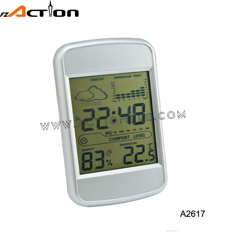 Weather station alarm clock with calendar and temperature