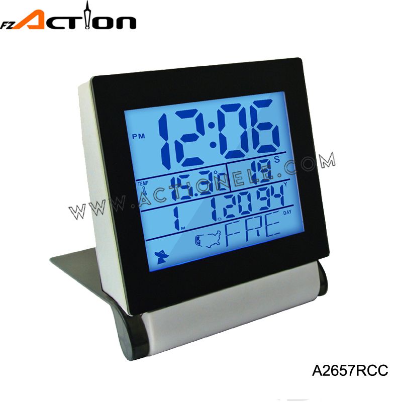 Radio Controlled Digital Travel Alarm Clock with LED Back Light