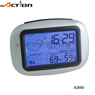 Weather station digital table clock with temperature and humidity