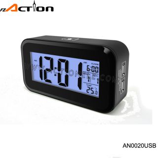 2016 New design LCD table digital clock with two USB