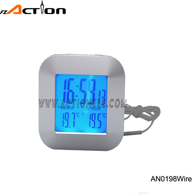 Digital Led  Blue Backlight RC Clock With Wire