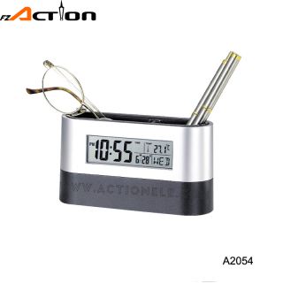 Digital Penholder LCD Clock 
