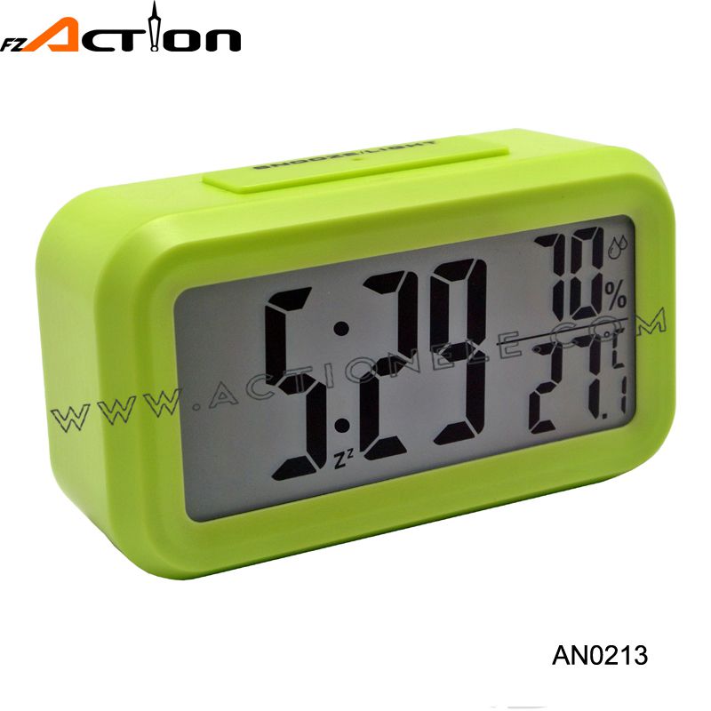 Night Light Sensor Digital Table Alarm Clock with Temperature and Relative Humidity