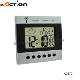 Classic radio controlled DCF table digital clock with temperature and humidity