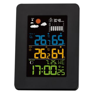 Digital Weather Station with Outdoor Sensor, Weather station with Moonphase (DCF) Colour LCD, Alarm 