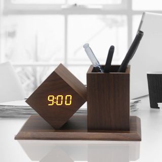 Wood penholder clock