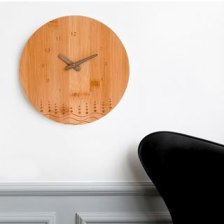 Round Baboo Wooden Pointer Wall Clock
