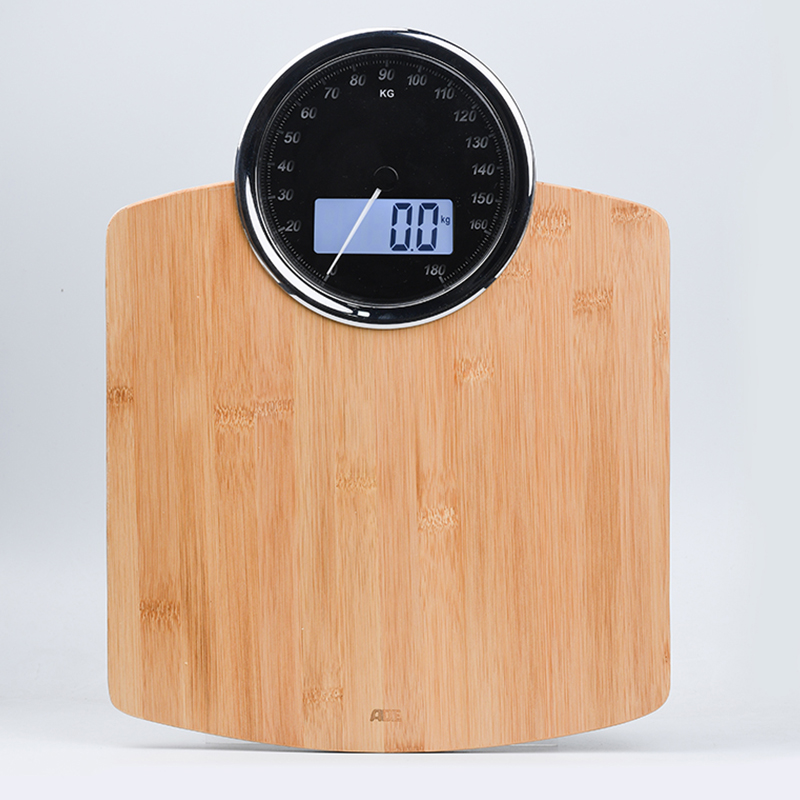 AON0138B Bamboo Wood Electronic Scales，Double Way Display Digital Bathroom Scale 