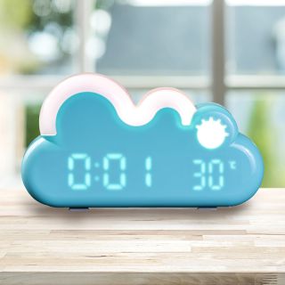 AN0341 Cute Cloudy RGB LED Alarm Table Clock Snooze Function 