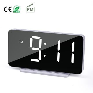 AN0612 Smart Mirror LED Digital FM Radio Clock Table & Desk Alarm Clock With FM Radio