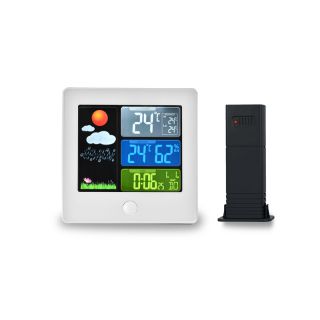 AN0707 Colorful Display Weather Station Clock With Sensor Indoor Outdoor Temperature and Humidity