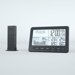AN0636 Large LCD Display Display Weather Station Clock Rain Gauge Indoor Outdoor Temperature and Hum