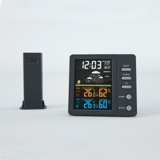 AN0639 Colorful Display Weather Station Clock With Sensor Indoor Outdoor Temperature and Humidity