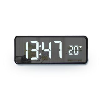 AN0637 LED Mirror Dual Alarm Clock With Radio Temperature Function