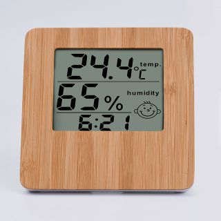 AN0584 Thermometer Clock with Bamboo Top